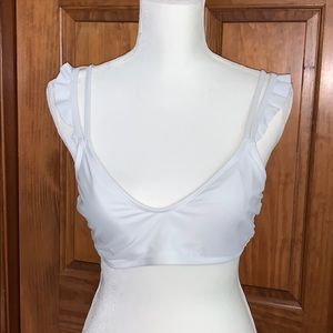 L white double strap bikini top
